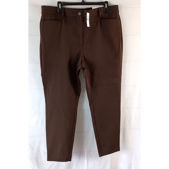 Ann Taylor LOFT Pants 16 Brown Sutton Skinny Curvy Fit Stretch Flat Front NWT - Picture 1 of 9